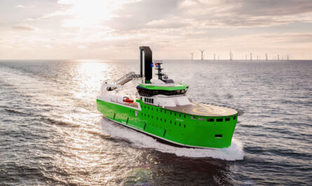 Damen Unveils All-Electric Offshore Wind Farm Service Vessel Charged by Turbine